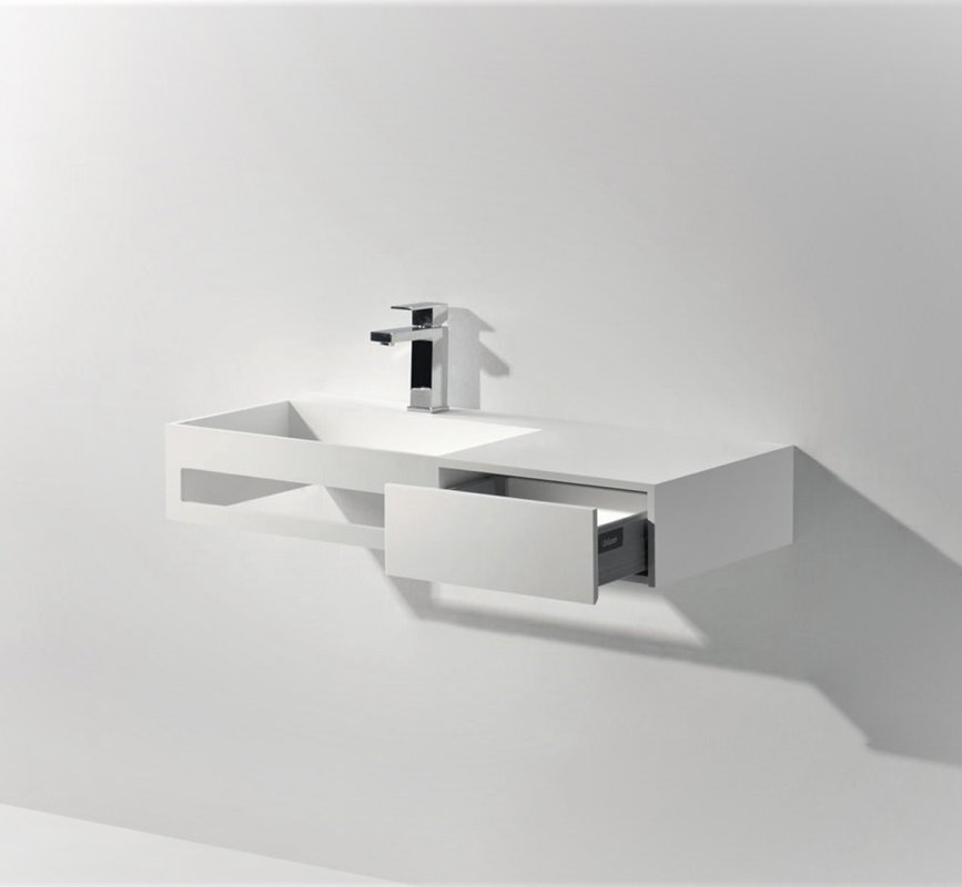 Ideavit Solidpure 35" Wall Mount Bathroom Sink with Drawer and Towel